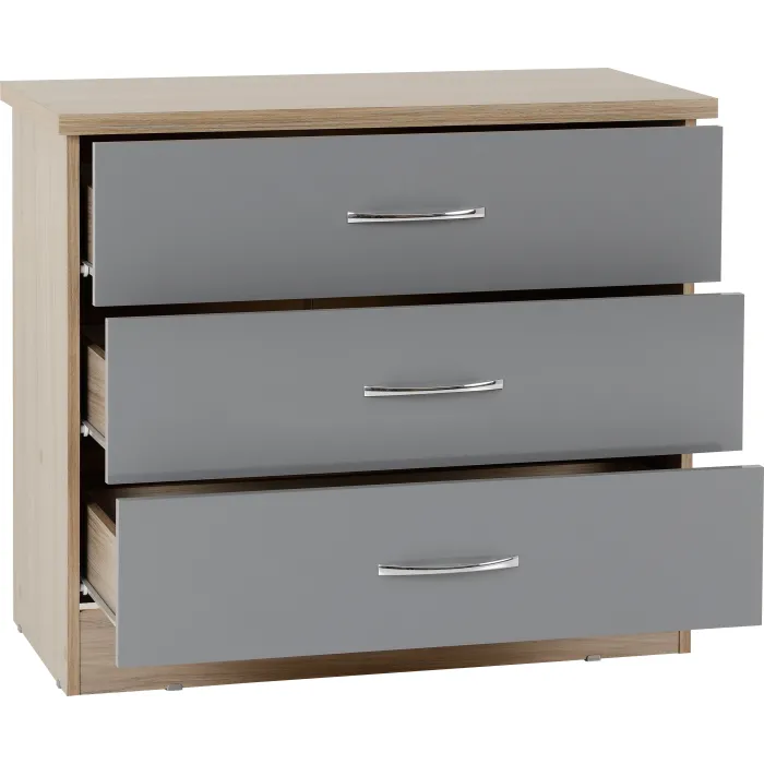 Nevada 3 Drawer Chest - Grey Gloss/Light | Murphy Furniture