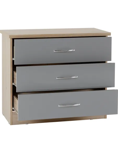 Nevada 3 Drawer Chest - Grey Gloss/Light | Murphy Furniture