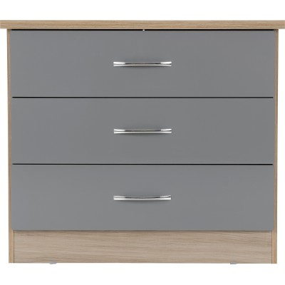 Nevada 3 Drawer Chest - Grey Gloss/Light | Murphy Furniture