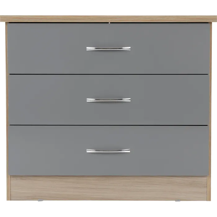 Nevada 3 Drawer Chest - Grey Gloss/Light | Murphy Furniture