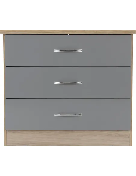 Nevada 3 Drawer Chest - Grey Gloss/Light | Murphy Furniture