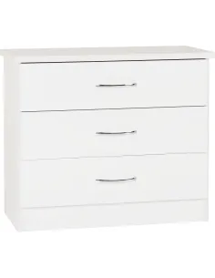 Nevada 3 Drawer Chest - White Gloss | Murphy Furniture