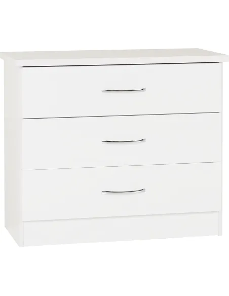 Nevada 3 Drawer Chest - White Gloss | Murphy Furniture