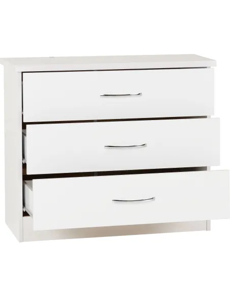 Nevada 3 Drawer Chest - White Gloss | Murphy Furniture
