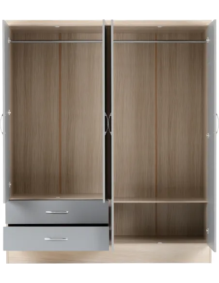 Nevada 4 Door 2 Drawer Wardrobe - Grey G | Murphy Furniture