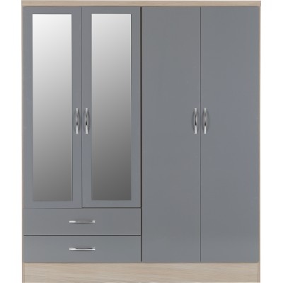Nevada 4 Door 2 Drawer Wardrobe - Grey G | Murphy Furniture