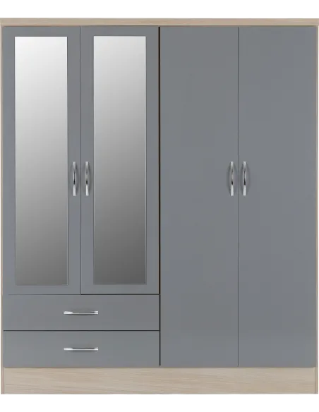 Nevada 4 Door 2 Drawer Wardrobe - Grey G | Murphy Furniture