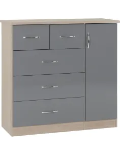 Nevada 5 Drawer Low Wardrobe - Grey Glos | Murphy Furniture