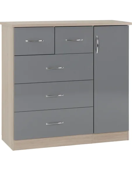 Nevada 5 Drawer Low Wardrobe - Grey Glos | Murphy Furniture