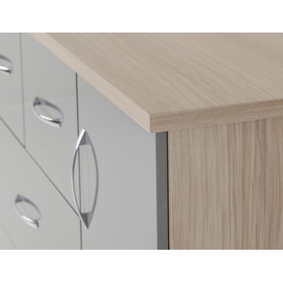 Nevada 5 Drawer Low Wardrobe - Grey Glos | Murphy Furniture
