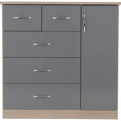 Nevada 5 Drawer Low Wardrobe - Grey Glos | Murphy Furniture