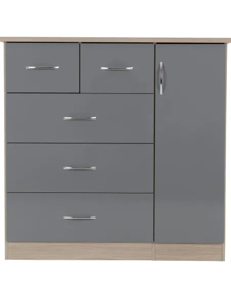 Nevada 5 Drawer Low Wardrobe - Grey Glos | Murphy Furniture