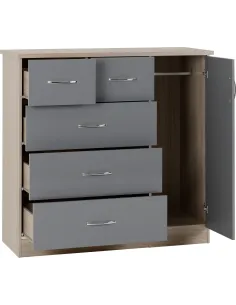 Nevada 5 Drawer Low Wardrobe - Grey Glos | Murphy Furniture 2