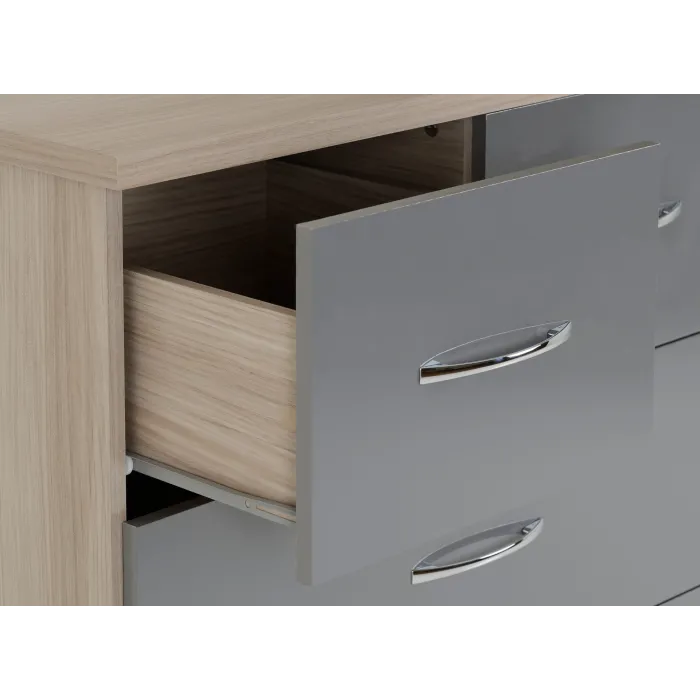 Nevada 5 Drawer Low Wardrobe - Grey Glos | Murphy Furniture