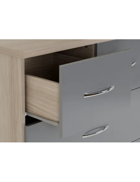 Nevada 5 Drawer Low Wardrobe - Grey Glos | Murphy Furniture