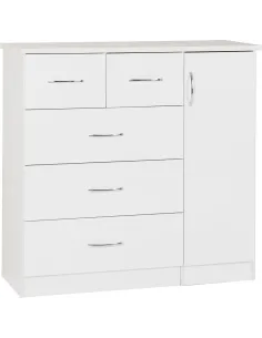 Nevada 5 Drawer Low Wardrobe - White Glo | Murphy Furniture