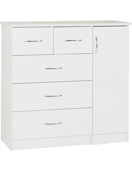 Nevada 5 Drawer Low Wardrobe - White Glo | Murphy Furniture