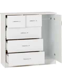 Nevada 5 Drawer Low Wardrobe - White Glo | Murphy Furniture 2
