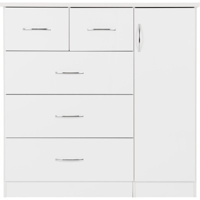 Nevada 5 Drawer Low Wardrobe - White Glo | Murphy Furniture