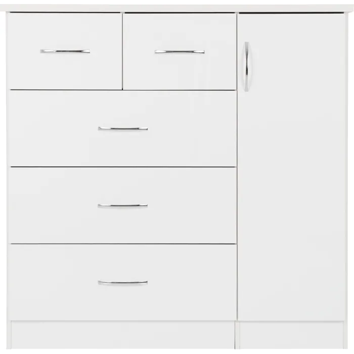 Nevada 5 Drawer Low Wardrobe - White Glo | Murphy Furniture