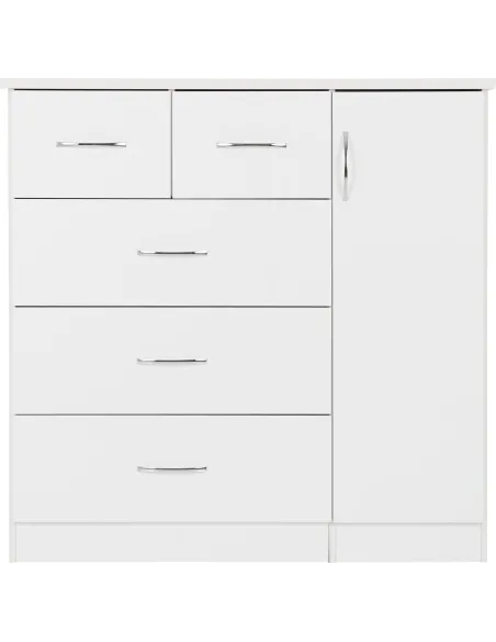 Nevada 5 Drawer Low Wardrobe - White Glo | Murphy Furniture