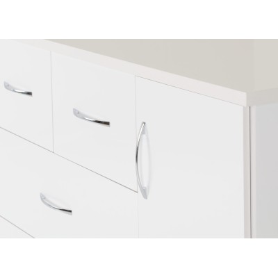 Nevada 5 Drawer Low Wardrobe - White Glo | Murphy Furniture