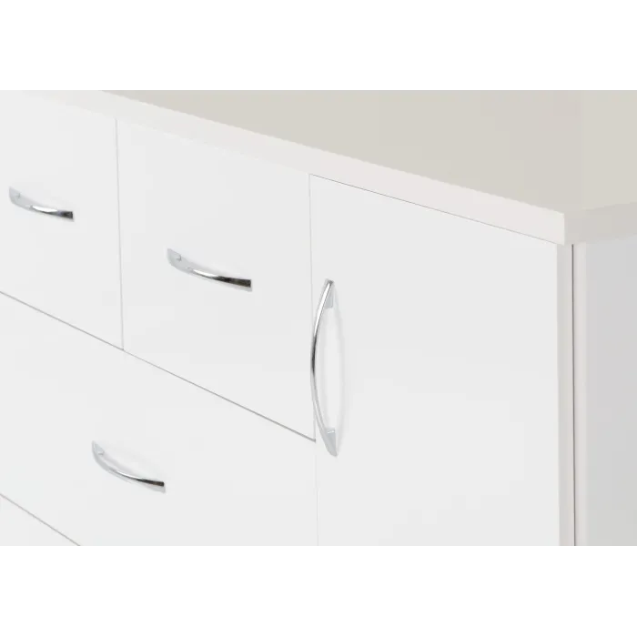 Nevada 5 Drawer Low Wardrobe - White Glo | Murphy Furniture