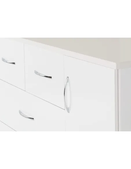 Nevada 5 Drawer Low Wardrobe - White Glo | Murphy Furniture