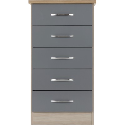 Nevada 5 Drawer Narrow Chest - Grey Glos | Murphy Furniture