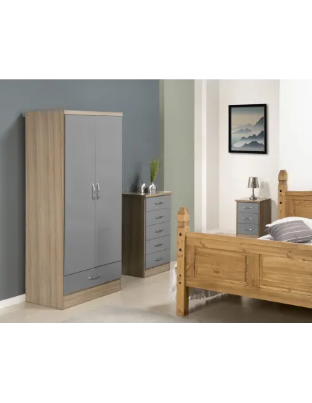 Nevada 5 Drawer Narrow Chest - Grey Glos | Murphy Furniture
