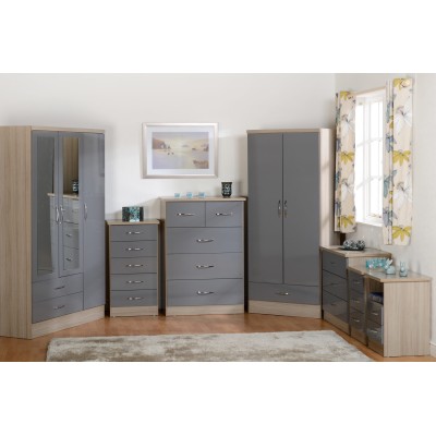 Nevada 5 Drawer Narrow Chest - Grey Glos | Murphy Furniture