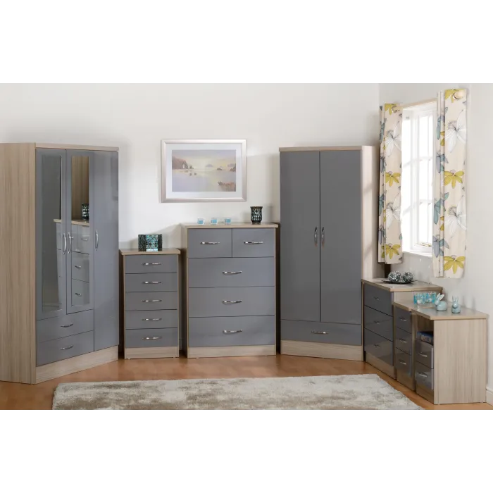 Nevada 5 Drawer Narrow Chest - Grey Glos | Murphy Furniture