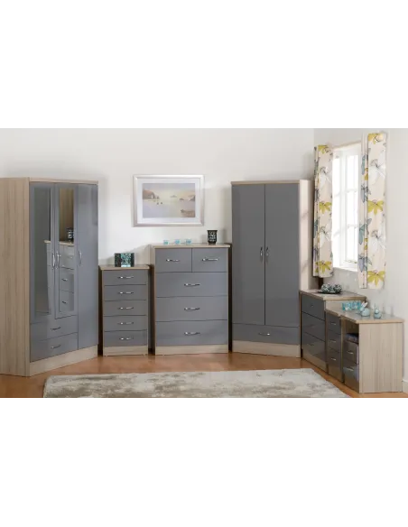 Nevada 5 Drawer Narrow Chest - Grey Glos | Murphy Furniture