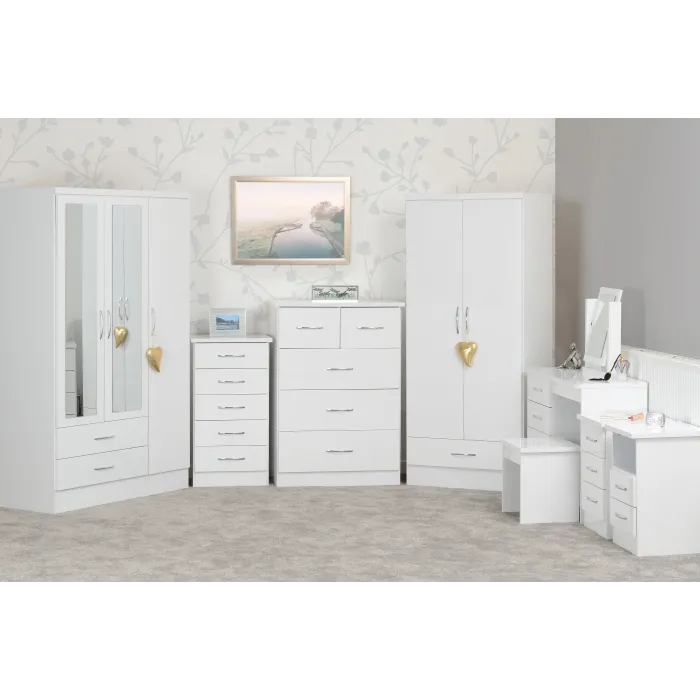 Nevada 5 Drawer Narrow Chest - White Glo | Murphy Furniture