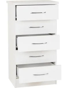 Nevada 5 Drawer Narrow Chest - White Glo | Murphy Furniture 2
