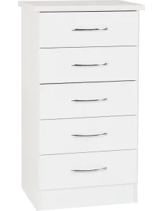 Nevada 5 Drawer Narrow Chest - White Glo | Murphy Furniture