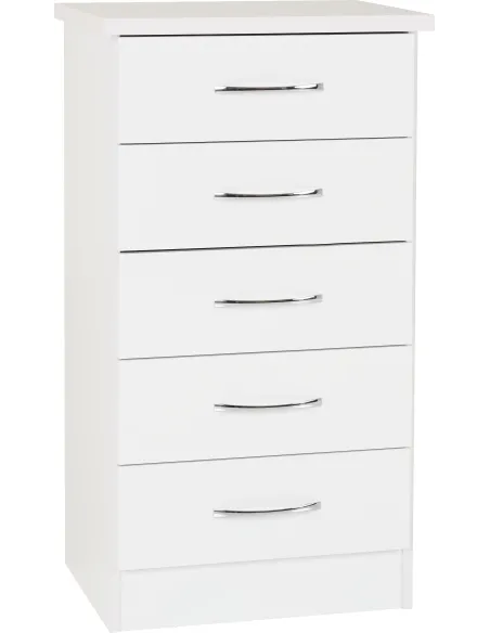 Nevada 5 Drawer Narrow Chest - White Glo | Murphy Furniture