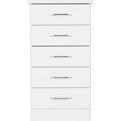 Nevada 5 Drawer Narrow Chest - White Glo | Murphy Furniture