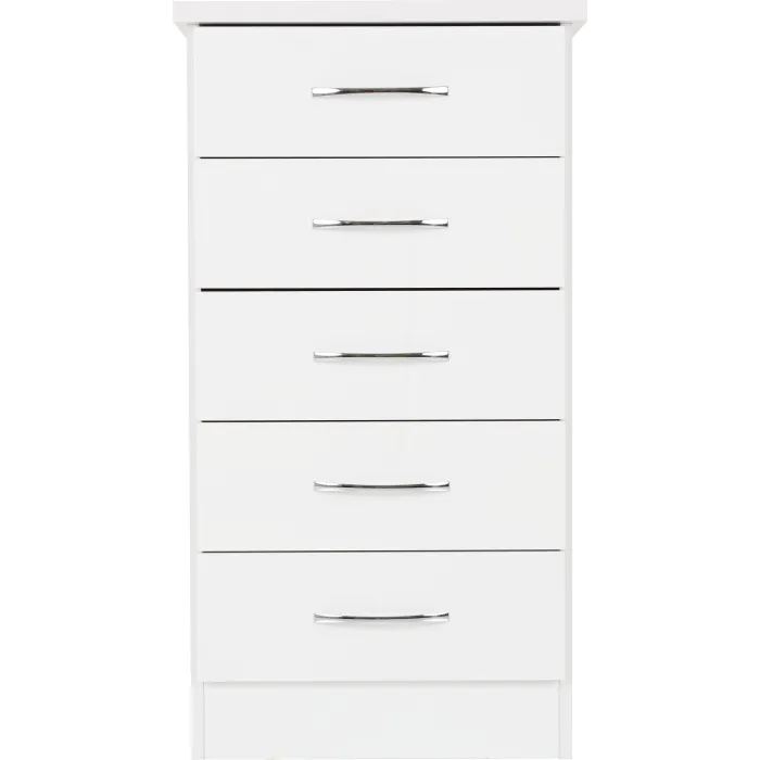 Nevada 5 Drawer Narrow Chest - White Glo | Murphy Furniture