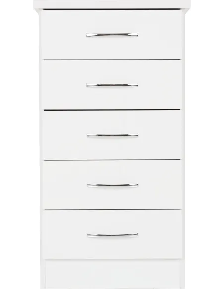 Nevada 5 Drawer Narrow Chest - White Glo | Murphy Furniture