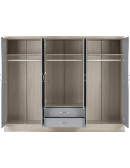 Nevada 6 Door 2 Drawer Wardrobe - Grey G | Murphy Furniture