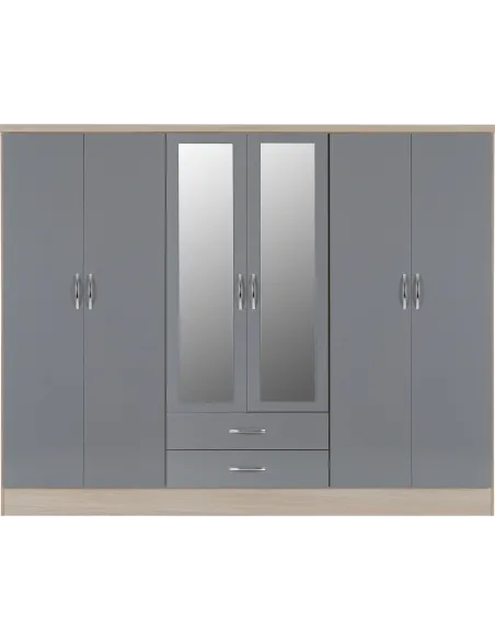 Nevada 6 Door 2 Drawer Wardrobe - Grey G | Murphy Furniture