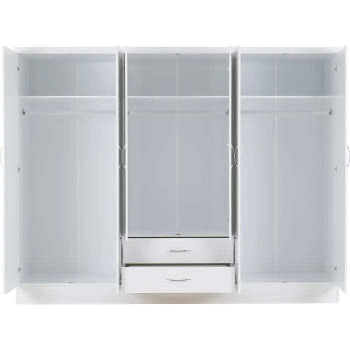 Nevada 6 Door 2 Drawer Wardrobe - White | Murphy Furniture