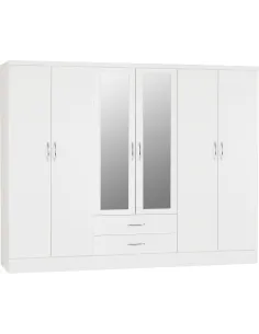 Nevada 6 Door 2 Drawer Wardrobe - White | Murphy Furniture