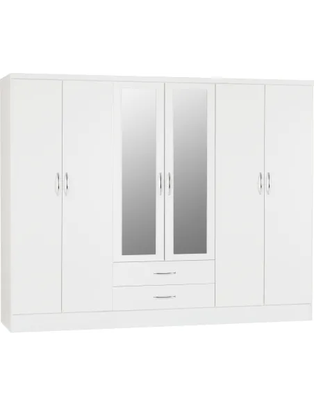 Nevada 6 Door 2 Drawer Wardrobe - White | Murphy Furniture