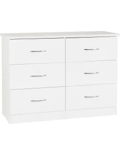 Nevada 6 Drawer Chest - White Gloss | Murphy Furniture