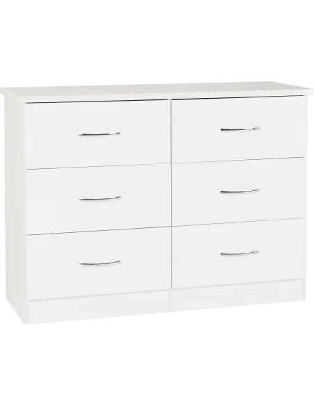 Nevada 6 Drawer Chest - White Gloss | Murphy Furniture
