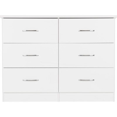 Nevada 6 Drawer Chest - White Gloss | Murphy Furniture
