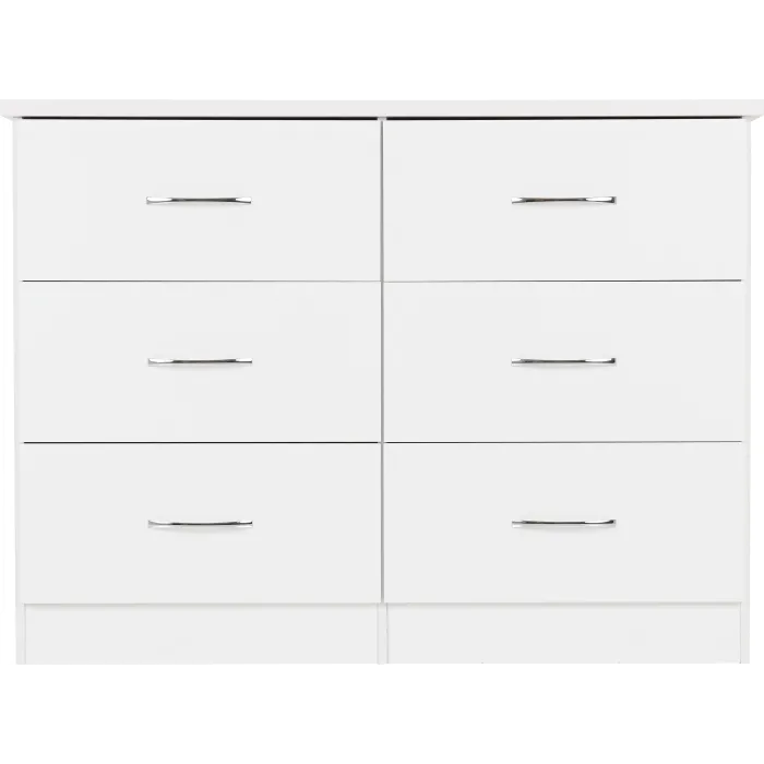 Nevada 6 Drawer Chest - White Gloss | Murphy Furniture