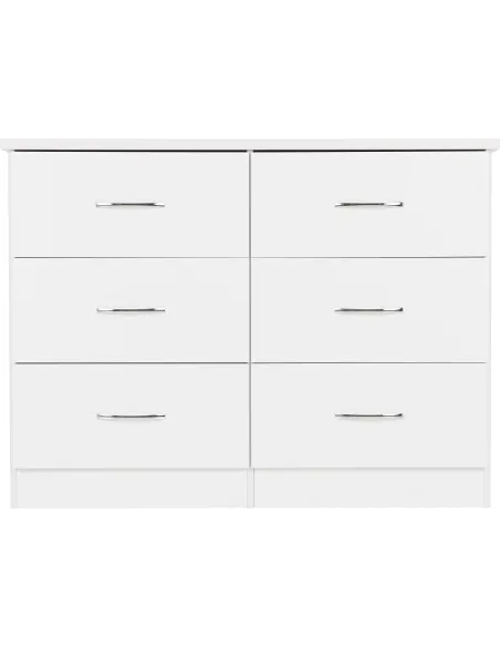 Nevada 6 Drawer Chest - White Gloss | Murphy Furniture